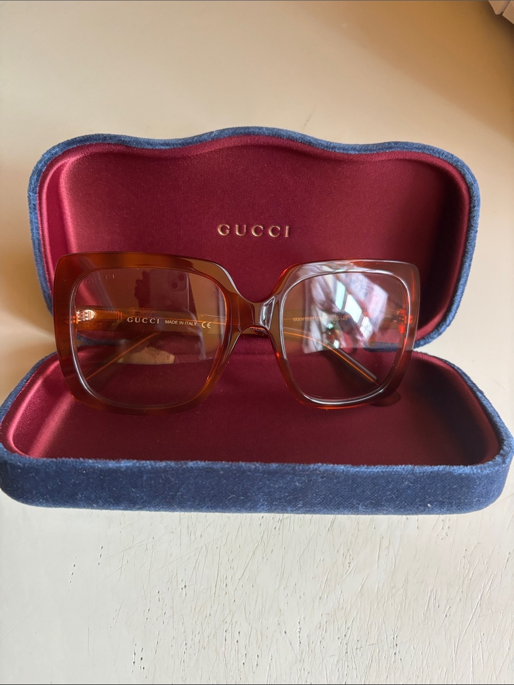 Gucci Women's Brown Tortoiseshell Oversized Square Sunglasses